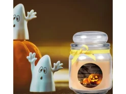 Outlet HS Candle Duftkerze & Glas Halloween Creme Bonbon 70h