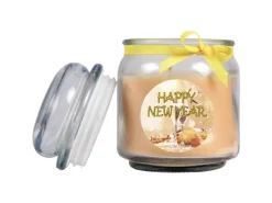 HS Candle Duftkerze & Glas Neujahr Creme Bonbon 70h