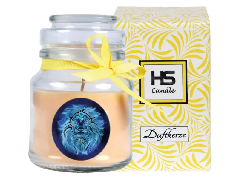 HS Candle Duftkerze & Glas Sternzeichen Vanille 30 Stunden Löwe
