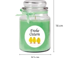 Outlet HS Candle Duftkerze & Glas Frohe Ostern Bonbon Ø10 cm Coconut Limes Küken