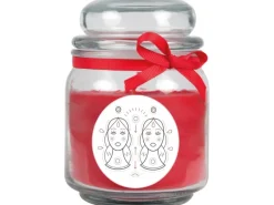 HS Candle Duftkerze & Glas Sternzeichen Rose 70 Stunden Zwillinge