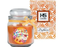 HS Candle Duftkerze & Glas Geburtstag Honigmelone Orange