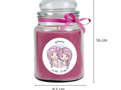 HS Candle Duftkerze & Glas Sternzeichen Lavendel 110 Stunden Zwillinge