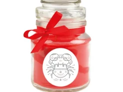 HS Candle Duftkerze & Glas Sternzeichen Rose 30 Stunden Krebs