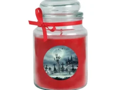 HS Candle Duftkerze & Glas Halloween Rot Bonbon 110h