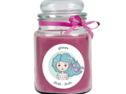 Discount HS Candle Duftkerze & Glas Sternzeichen Lavendel 110 Stunden Fische