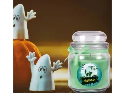 Discount HS Candle Duftkerze & Glas Halloween Grün Bonbon 70h