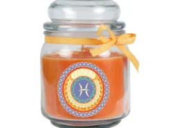 HS Candle Duftkerze & Glas Sternzeichen Honigmelone 70 Stunden Fische