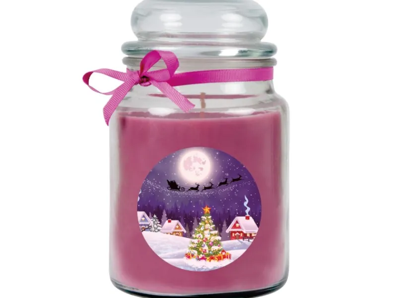 Discount HS Candle Duftkerze & Glas Weihnachten Lila Bonbon 110h