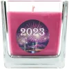 Best HS Candle Duftkerze & Glas Neujahr Lila Bonbon 50h