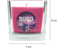 Best HS Candle Duftkerze & Glas Neujahr Lila Bonbon 50h