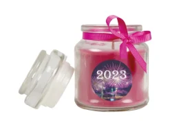 Best HS Candle Duftkerze & Glas Neujahr Lila Bonbon 30h