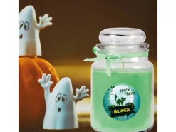 HS Candle Duftkerze & Glas Halloween Grün Bonbon 110h