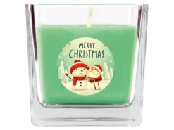 Sale HS Candle Duftkerze & Glas Weihnachten Grün Bonbon 50h