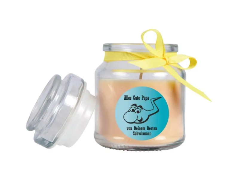 HS Candle Duftkerze & Glas Vatertag Vanille Gelb