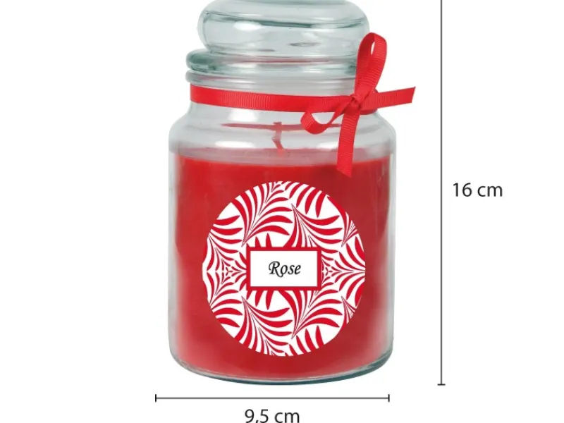 HS Candle Duftkerze & Glas Duft Schriftzug Bonbon Ø10 cm Rose