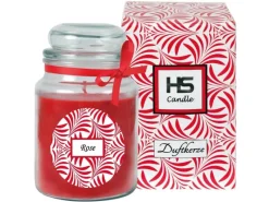 HS Candle Duftkerze & Glas Duft Schriftzug Bonbon Ø10 cm Rose