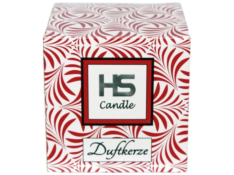 HS Candle Duftkerze & Glas Weihnachten Rot Bonbon 50h