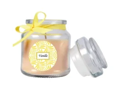 HS Candle Duftkerze & Glas Duft Schriftzug Bonbon Ø7 cm Vanille