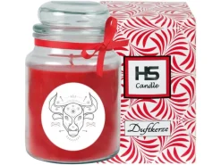 HS Candle Duftkerze & Glas Sternzeichen Rose 110 Stunden Stier