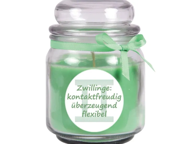 HS Candle Duftkerze & Glas Sternzeichen Coconut Limes 70 Stunden Zwillinge