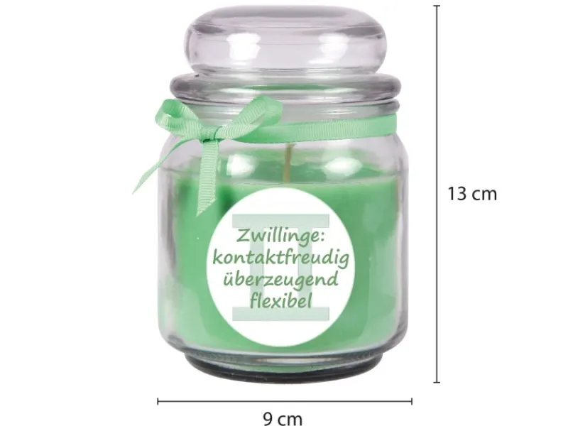 HS Candle Duftkerze & Glas Sternzeichen Coconut Limes 70 Stunden Zwillinge