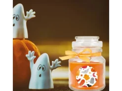 HS Candle Duftkerze & Glas Halloween Orange Bonbon 30h