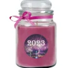 New HS Candle Duftkerze & Glas Neujahr Lila Bonbon 110h