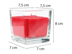 Sale HS Candle Duftkerze & Glas Karneval Rot Viereck 50h