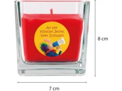 Sale HS Candle Duftkerze & Glas Karneval Rot Viereck 50h