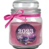HS Candle Duftkerze & Glas Neujahr Lila Bonbon 70h