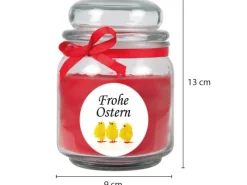New HS Candle Duftkerze & Glas Frohe Ostern Bonbon Ø9 cm Rose Küken