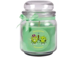 Hot HS Candle Duftkerze & Glas Karneval Grün Bonbon 70h