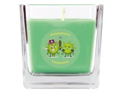 HS Candle Duftkerze & Glas Karneval Grün Viereck 50h