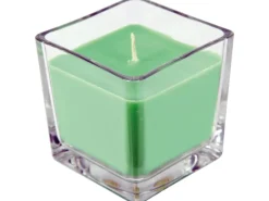 HS Candle Duftkerze & Glas Karneval Grün Viereck 50h