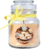HS Candle Duftkerze & Glas Weihnachten Creme Bonbon 30h