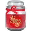 HS Candle Duftkerze & Glas Neujahr Rot Bonbon 70h