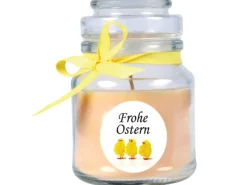 HS Candle Duftkerze & Glas Frohe Ostern Bonbon Ø7 cm Vanille Küken