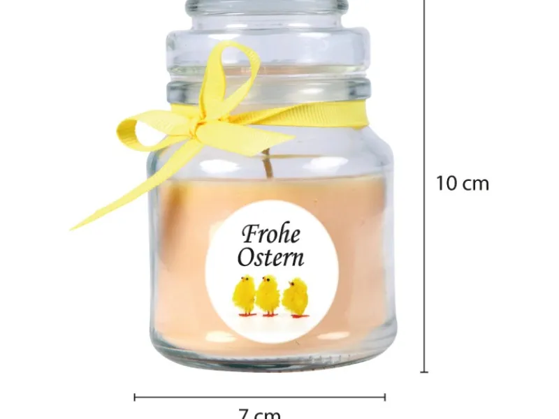 HS Candle Duftkerze & Glas Frohe Ostern Bonbon Ø7 cm Vanille Küken