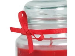 New HS Candle Duftkerze & Glas Karneval Rot Bonbon 70h