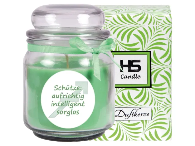 Hot HS Candle Duftkerze & Glas Sternzeichen Coconut Limes 70 Stunden Schütze