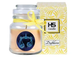 Clearance HS Candle Duftkerze & Glas Sternzeichen Vanille 30 Stunden Waage