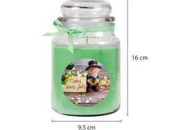 HS Candle Duftkerze & Glas Neujahr Grün Bonbon 110h