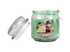 New HS Candle Duftkerze & Glas Neujahr Grün Bonbon 70h
