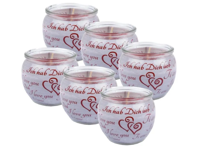 New HS Candle Duftkerzen Sprüche 6er Pack Ich Liebe Dich