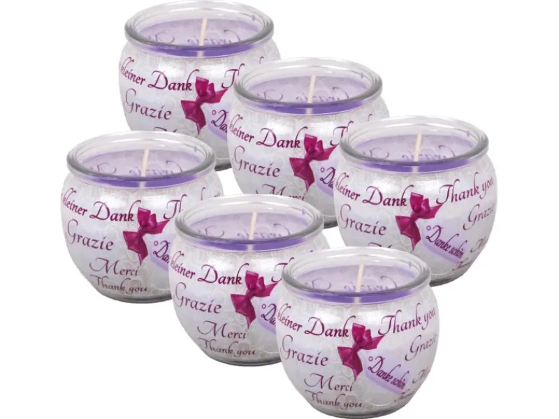 Hot HS Candle Duftkerzen Sprüche 6er Pack Danke Schön
