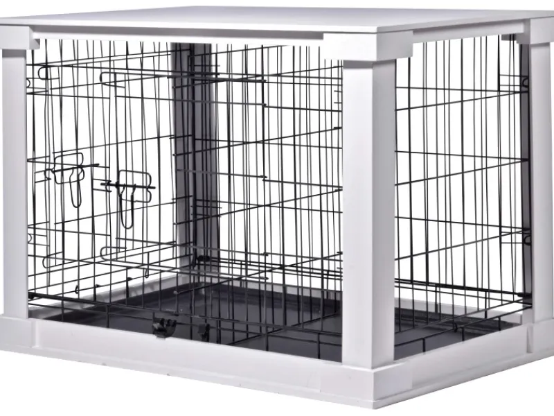 Best Dobar Hundebox Indoor mit Tischoberfläche 83 x 55 x 59 cm Weiß