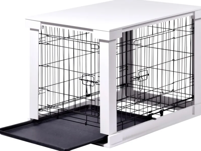 Best Dobar Hundebox Indoor mit Tischoberfläche 83 x 55 x 59 cm Weiß