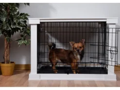 Best Dobar Hundebox Indoor mit Tischoberfläche 83 x 55 x 59 cm Weiß
