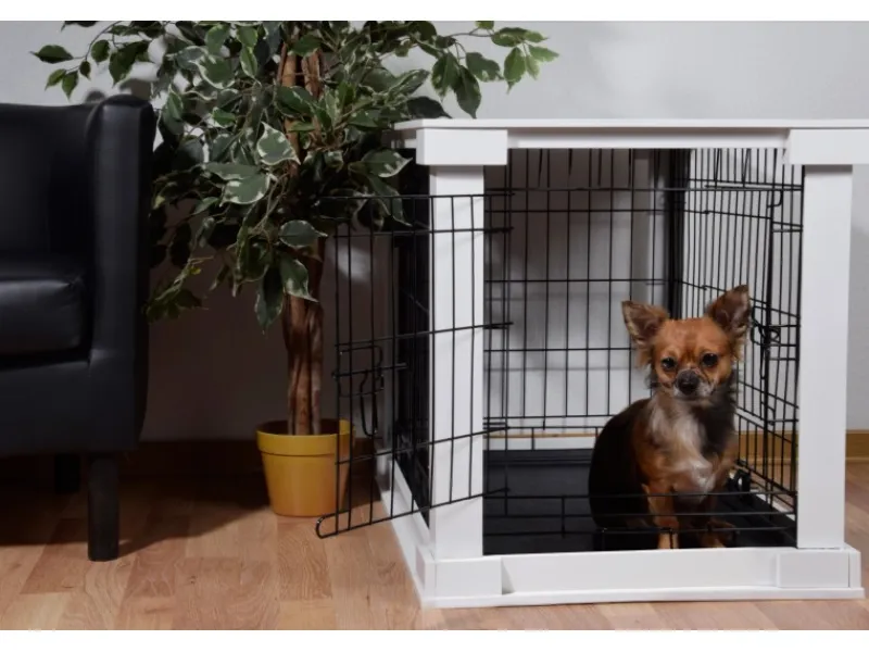 Best Dobar Hundebox Indoor mit Tischoberfläche 83 x 55 x 59 cm Weiß